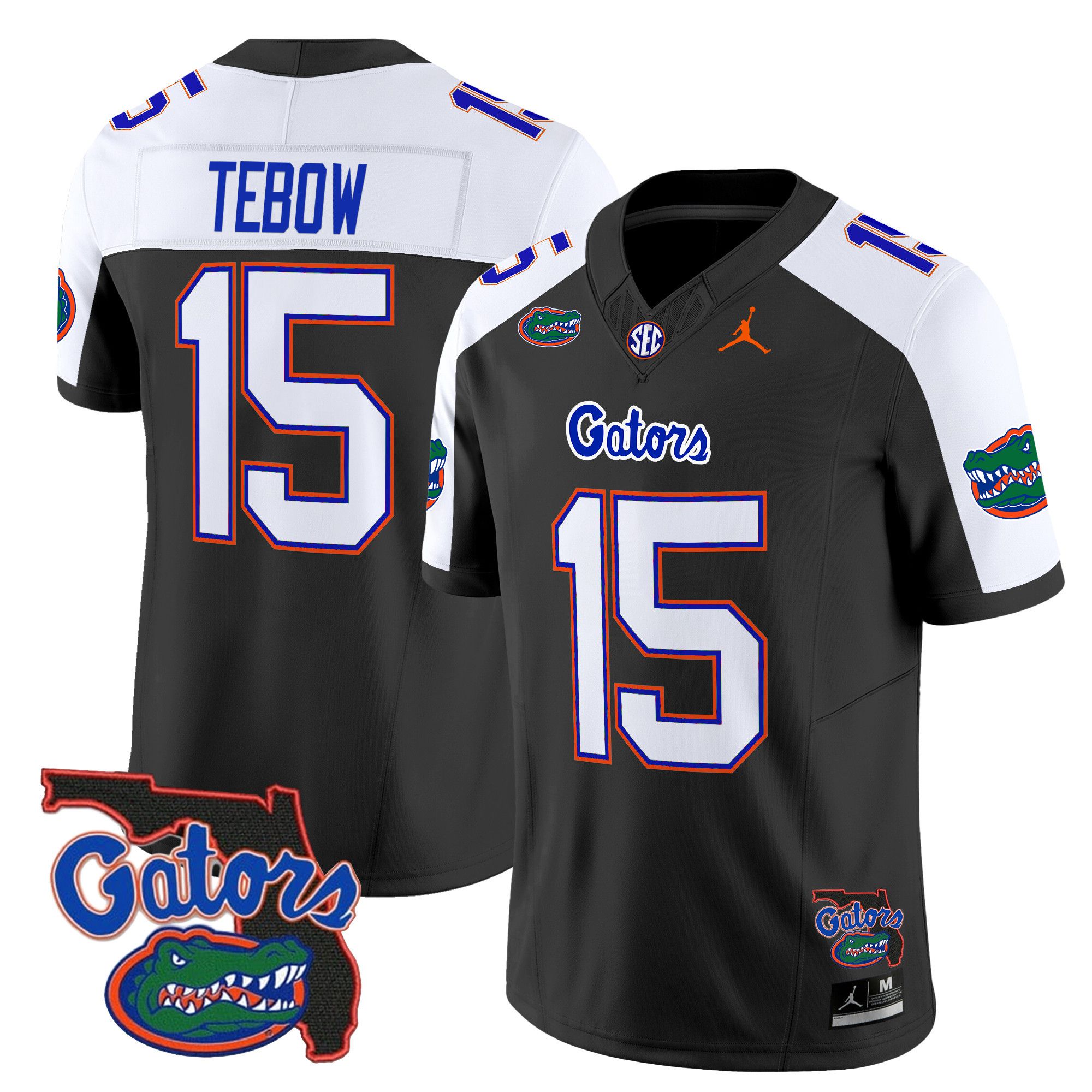 Men Florida Gators #15 Tebow Black 2024 Florida Patch Vapor Limited NCAA Jersey->ncaa teams->NCAA Jersey